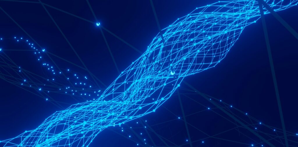 Entity SEO: abstraktes Netz aus Linien und Punkten als Symbol für einen Knowledge Graph