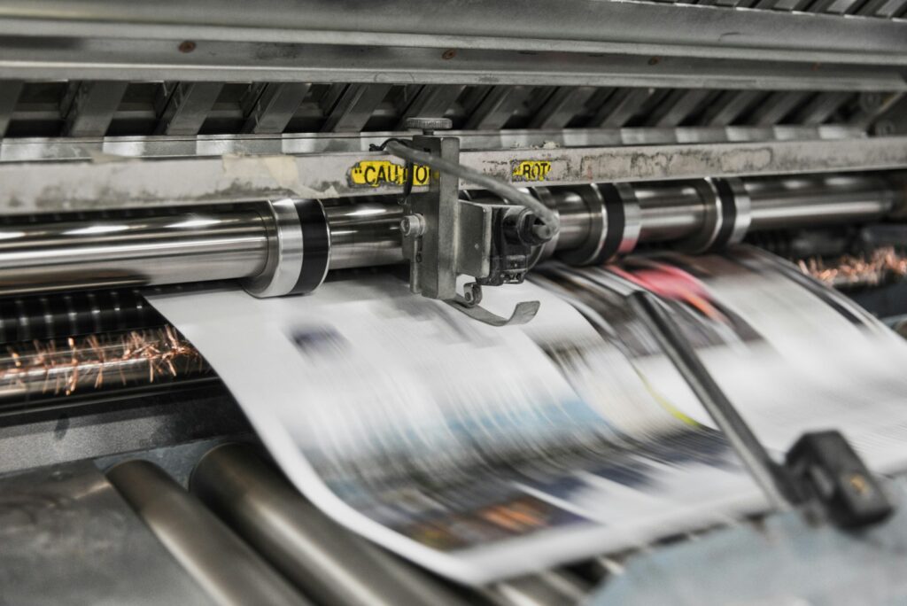Digital PR: Druckmaschine als Symbol für Presse- und Medienarbeit