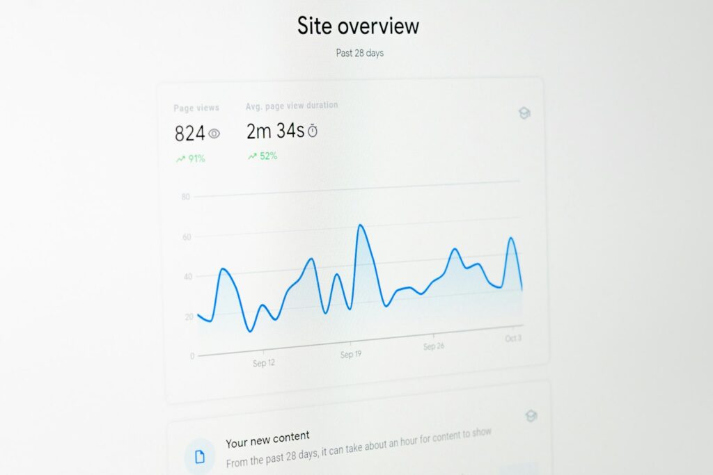 Backlinks prüfen: Liniendiagramm auf einem Bildschirm zur Linkentwicklung