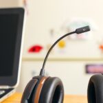 Headset neben einem Laptop